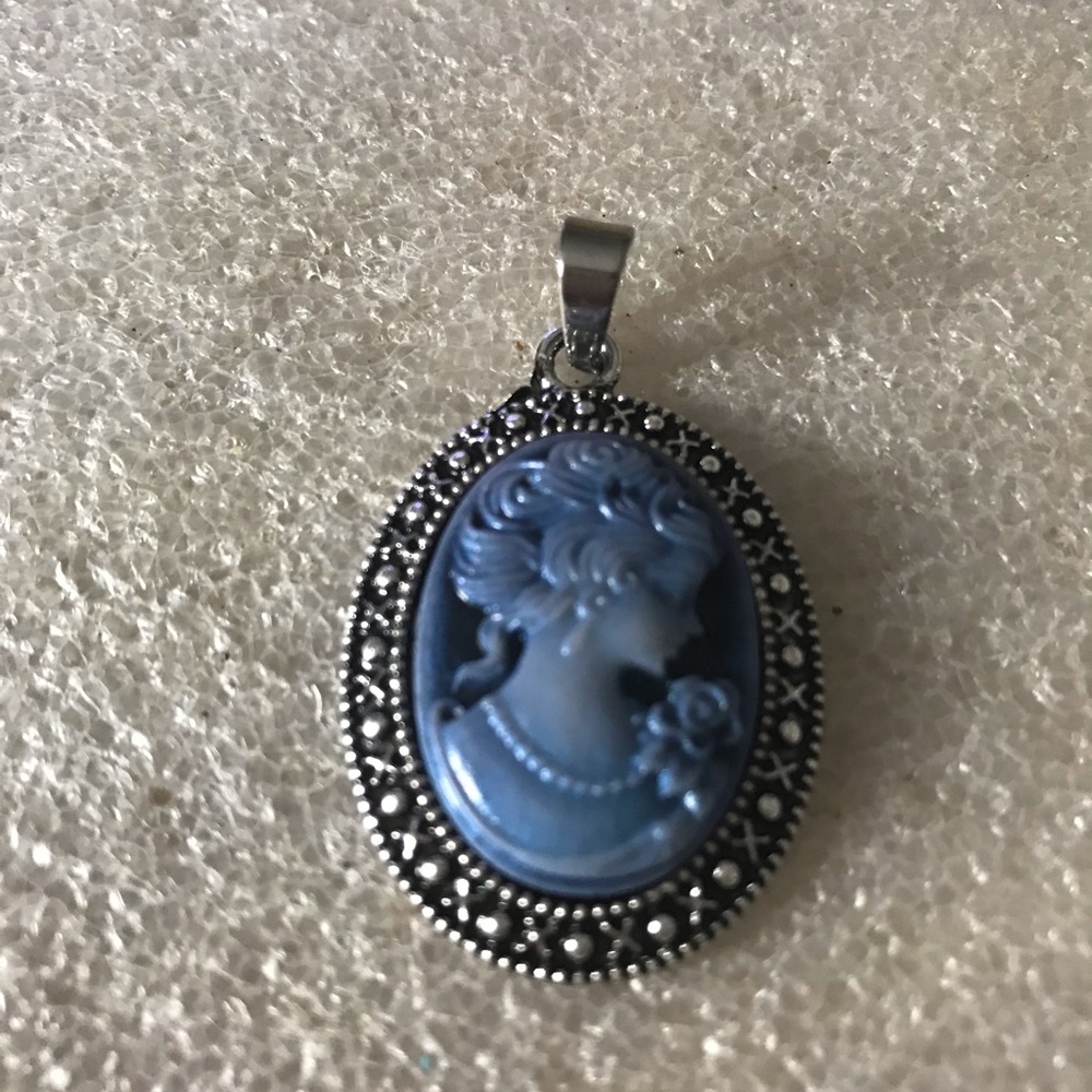 Elegant Blue Cameo Pendant